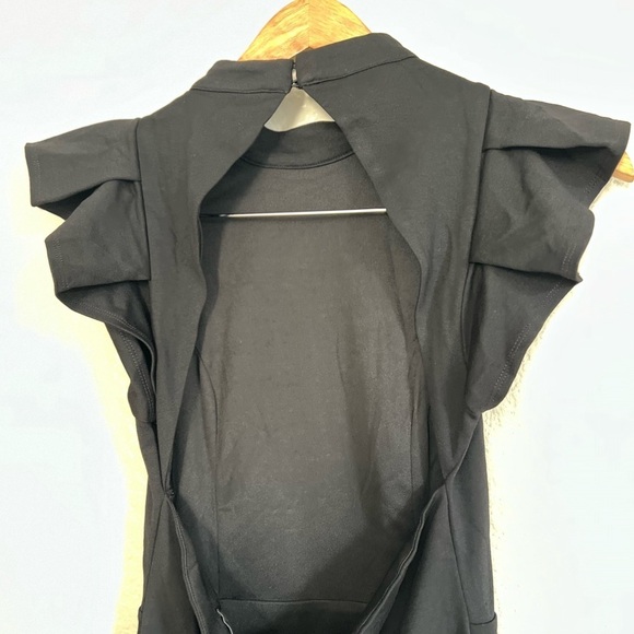 Stylish Splendor Black Backless Ruffle Bodycon Midi Dress - Picture 5 of 8